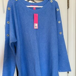 Lilly Pulitzer Arna Sweater Heathered Abaco Blue XL NWT
